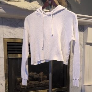 TNA Off-White Textured Cropped Hoodie